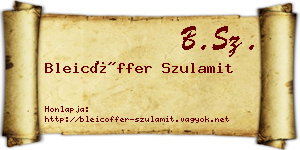 Bleicöffer Szulamit névjegykártya